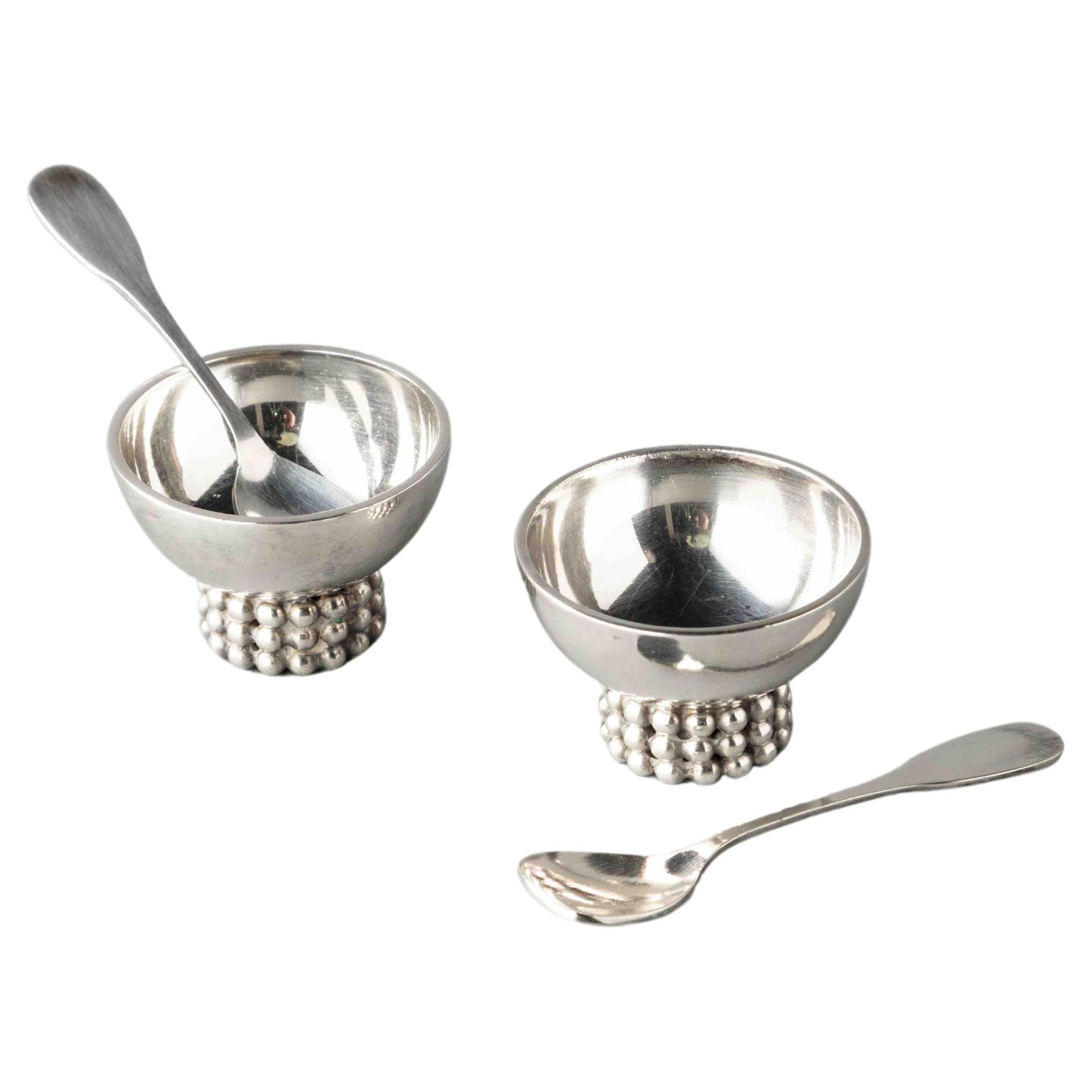 Salt and Pepper Pots with Spoons