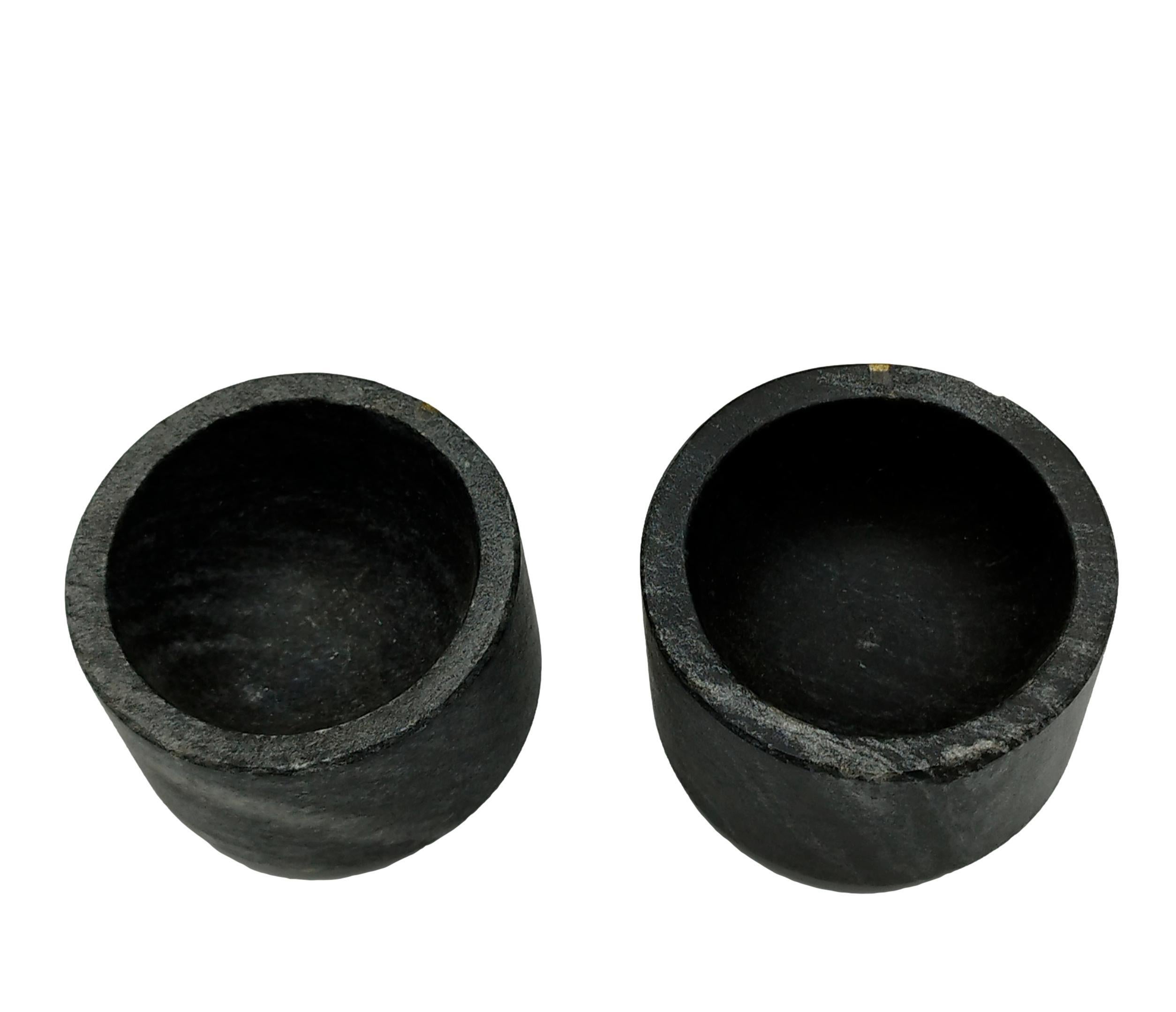Salt and Pepper Set with Tray, in Black Marble, Italy, 1960s In Good Condition For Sale In Naples, IT