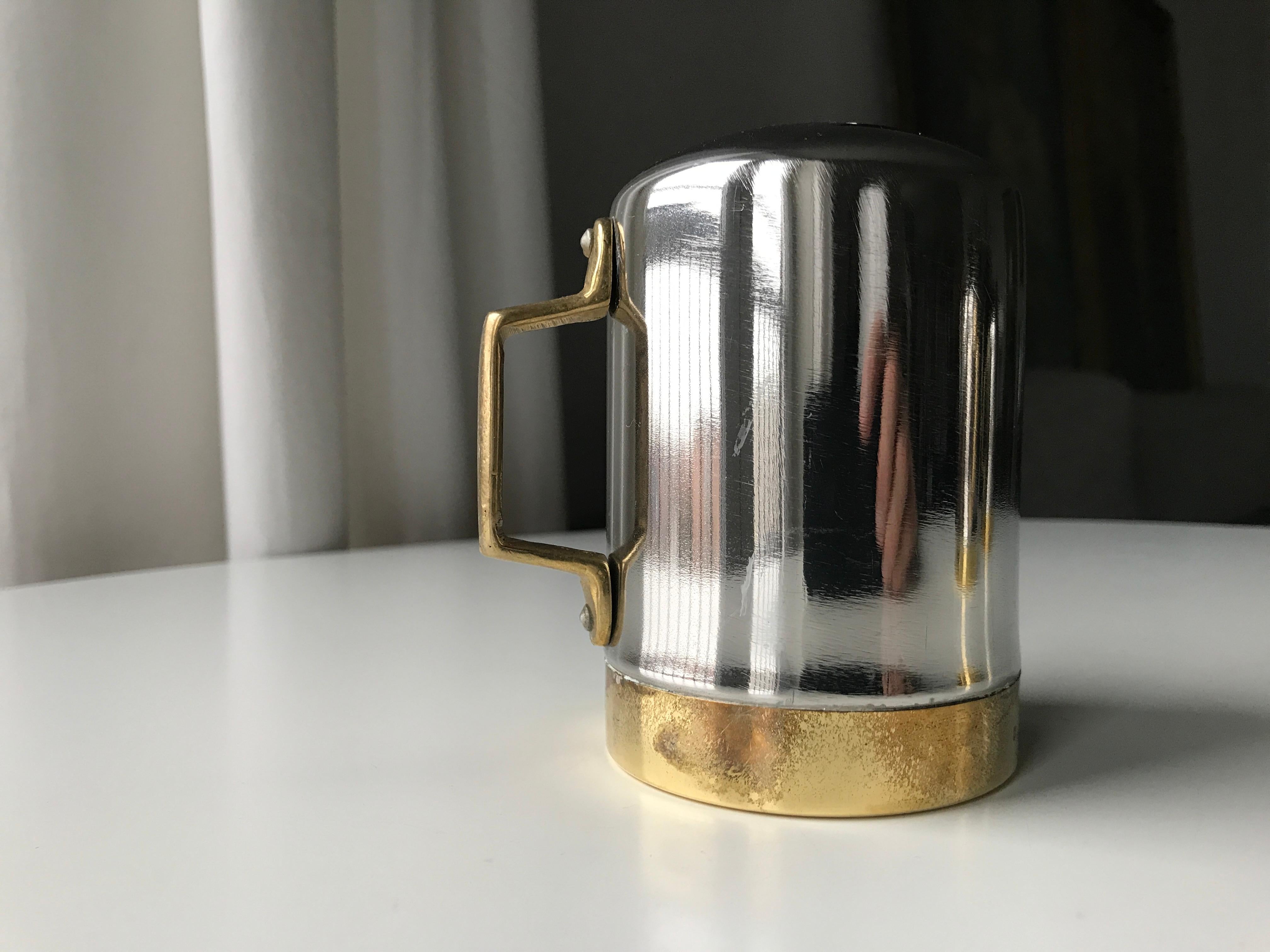 Salt and Pepper Space Age Vintage Diner Set, 1960s Chrome and Brass For Sale 12