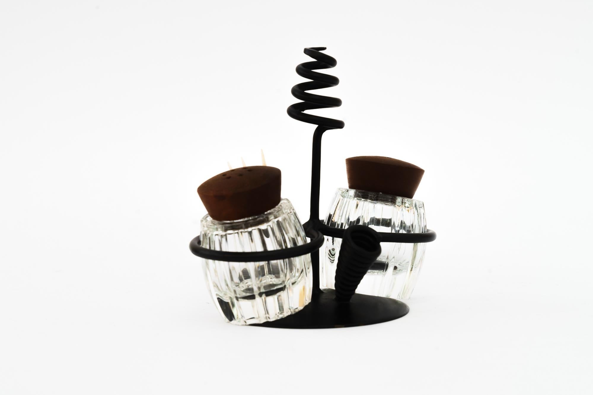Austrian Salt and pepper with two toothpick holders vienna around 1950s  For Sale