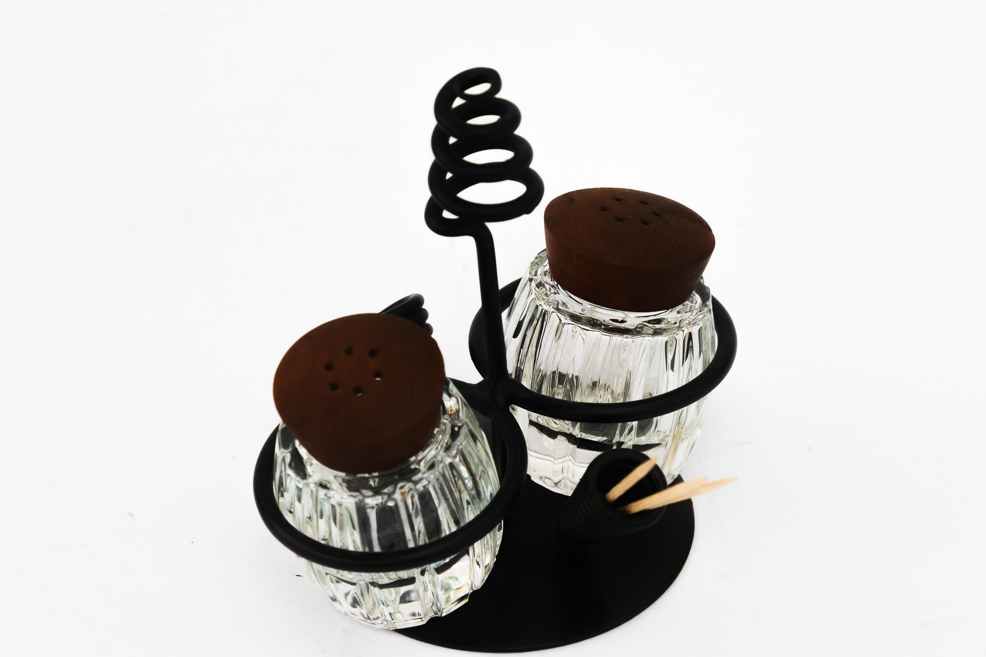 Mid-20th Century Salt and pepper with two toothpick holders vienna around 1950s  For Sale