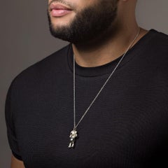 SALT & APES  INVINCIBLE Teddy Bear  Necklace Pendant  Men  18Kt White Gold