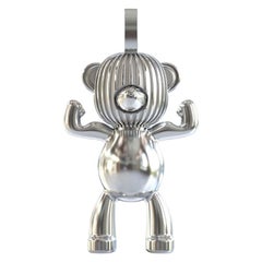 SALT & APES  INVINCIBLE Teddy Bear  Necklace Pendant  Men  18Kt White Gold
