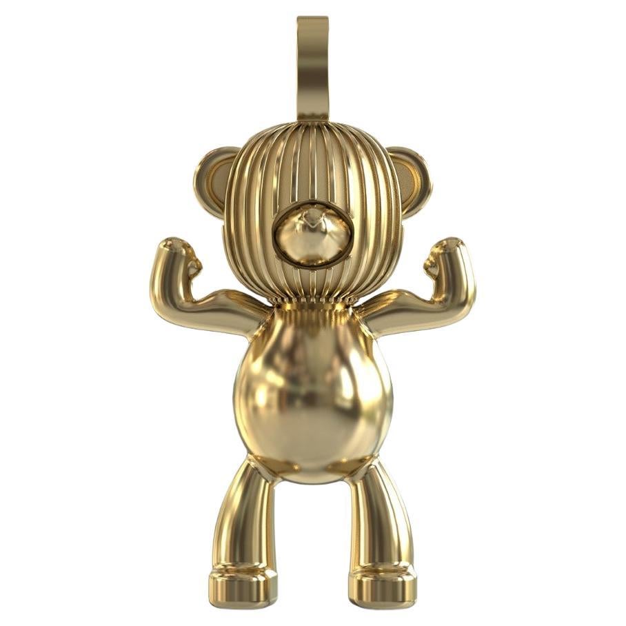 SALT & APES  INVINCIBLE Teddy Bear  Necklace Pendant  Men  18Kt Yellow Gold For Sale