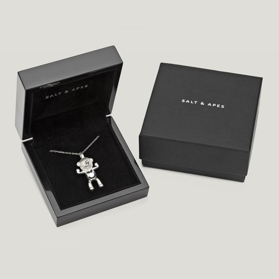 Women's or Men's SALT & APES  INVINCIBLE Teddy Bear  Necklace Pendant  Men  Sterling Silver For Sale