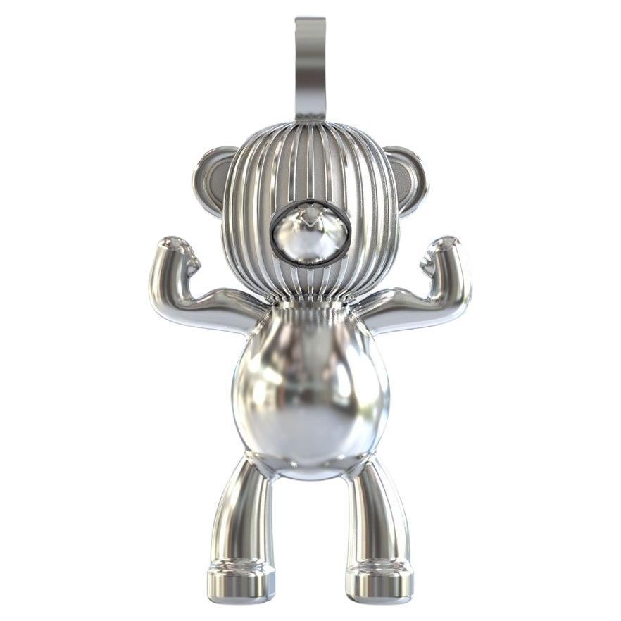 SALT & APES  INVINCIBLE Teddy Bear  Necklace Pendant  Men  Sterling Silver For Sale