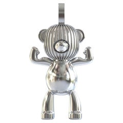 SALT & APES  INVINCIBLE Teddy Bear  Necklace Pendant  Men  Sterling Silver