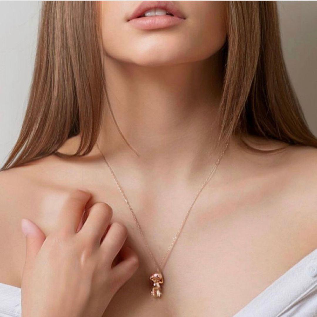 Contemporary SALT & APES  INVINCIBLE Teddy Bear  Necklace Pendant  Women  18Kt Rosé Gold For Sale