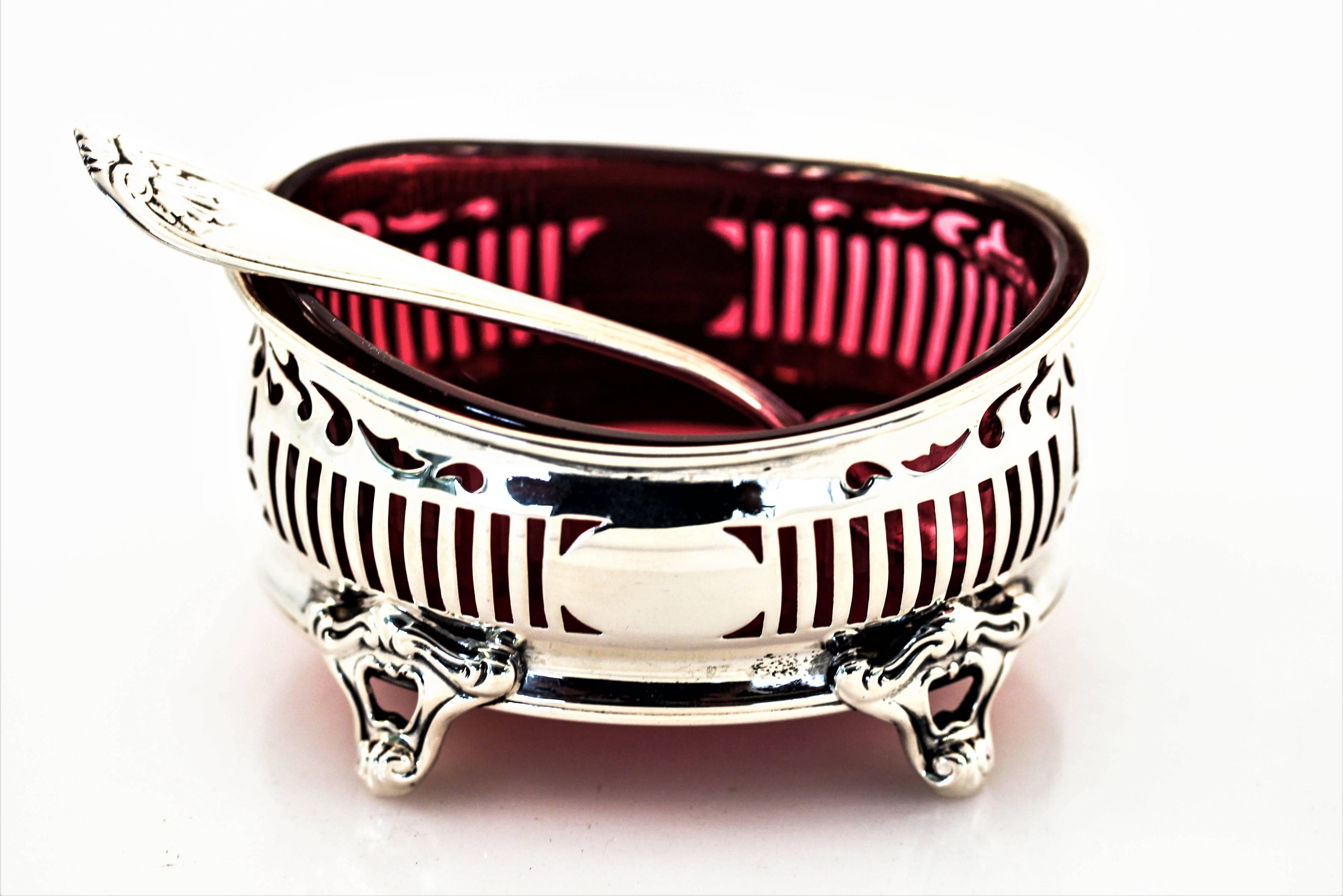 Salt Cellar with Ruby Glass Insert 2