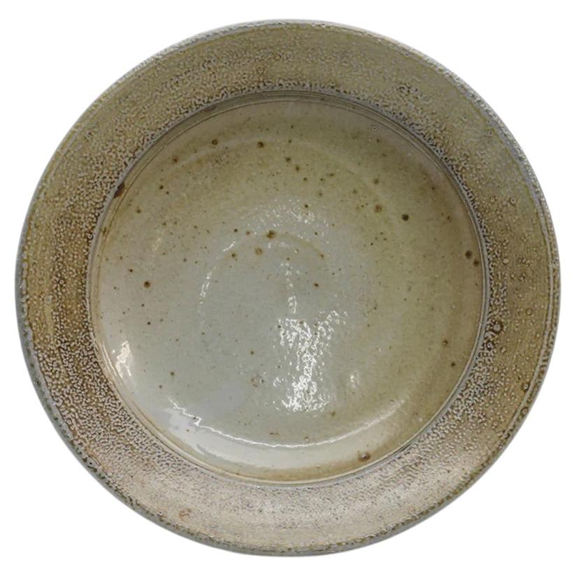 Salt Fired Plate by Renowned Welsh Potter Phil Rogers For Sale
