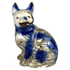 Salt-Glazed Agateware Cat Carrying a Mouse England Mid 18th Century 1745-1760