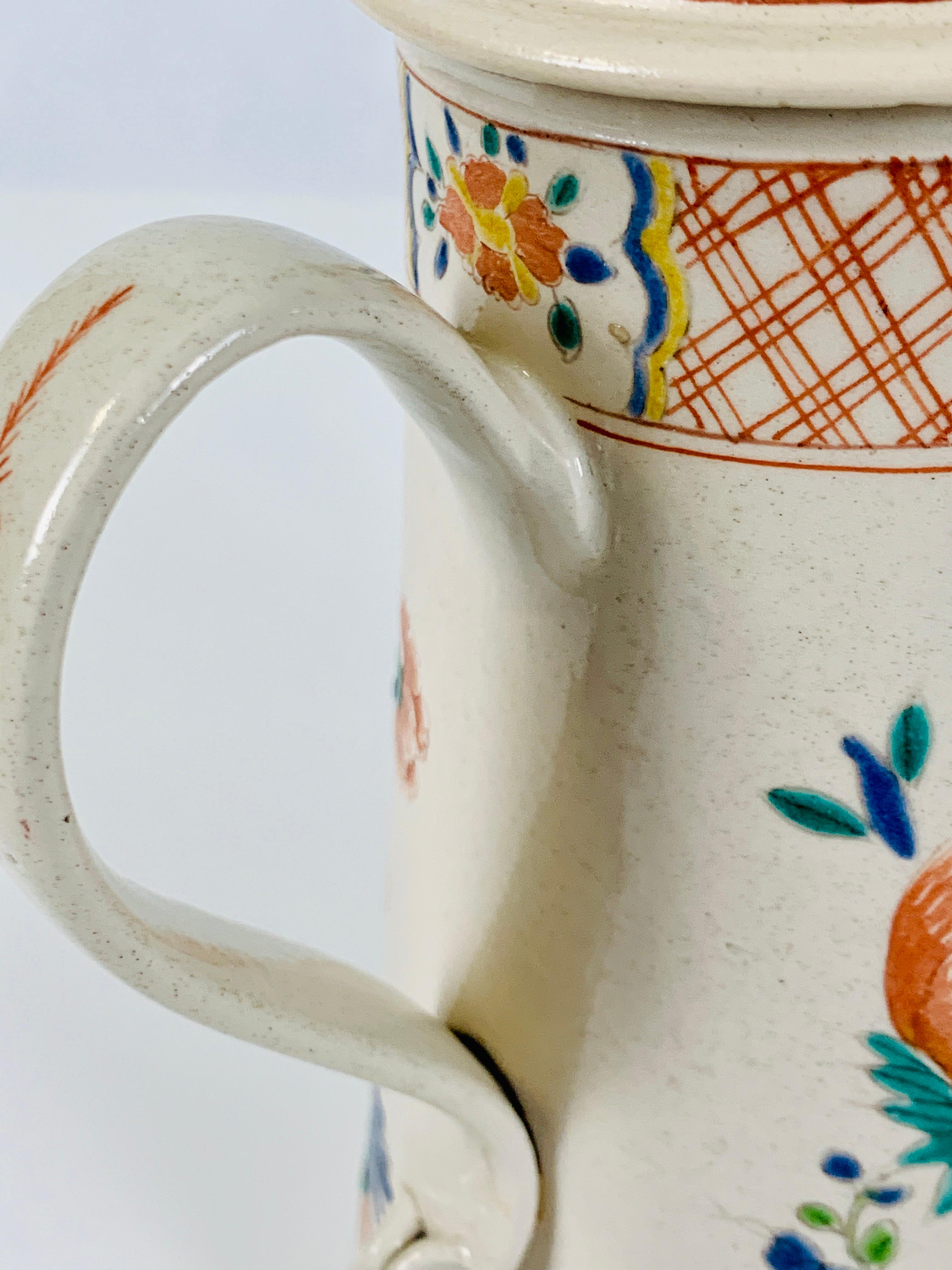 Salt-Glazed Coffee Pot Mid-18th Century England with Chinoiserie Design 5