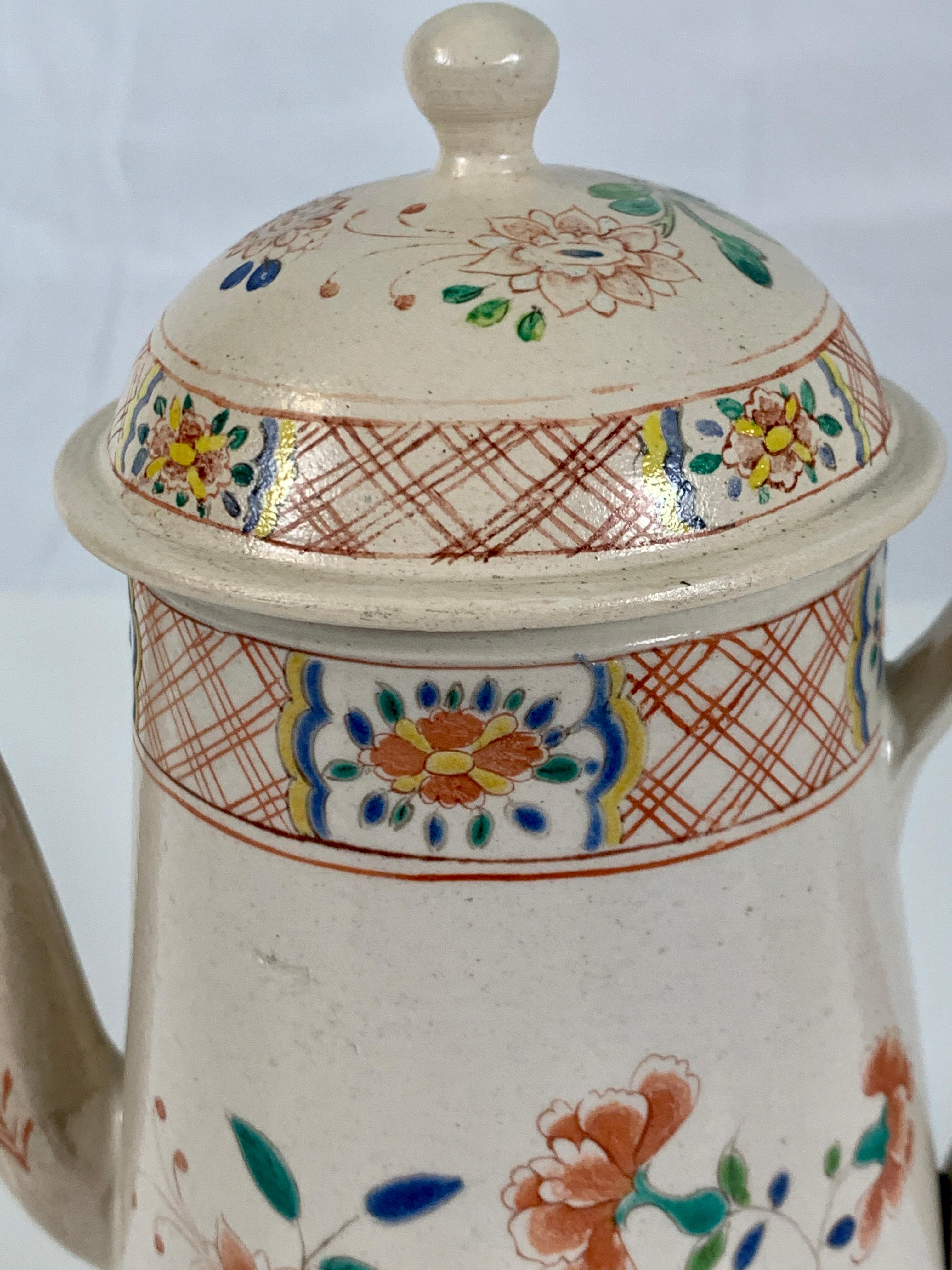 Salt-Glazed Coffee Pot Mid-18th Century England with Chinoiserie Design 1