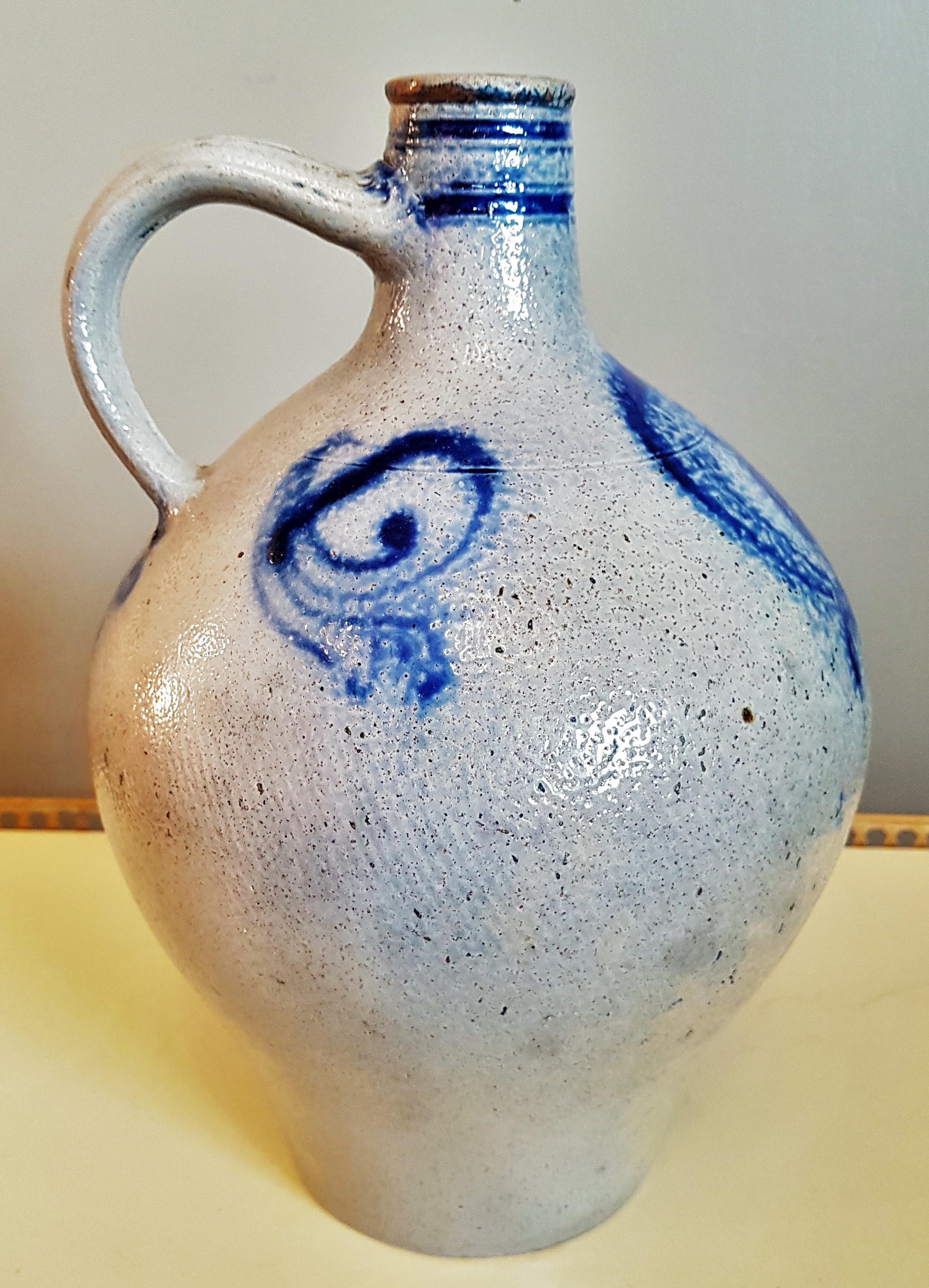 Salz glasiert Steinzeug Keramik Kannen 19. Jahrhundert blau und grau im Angebot 4