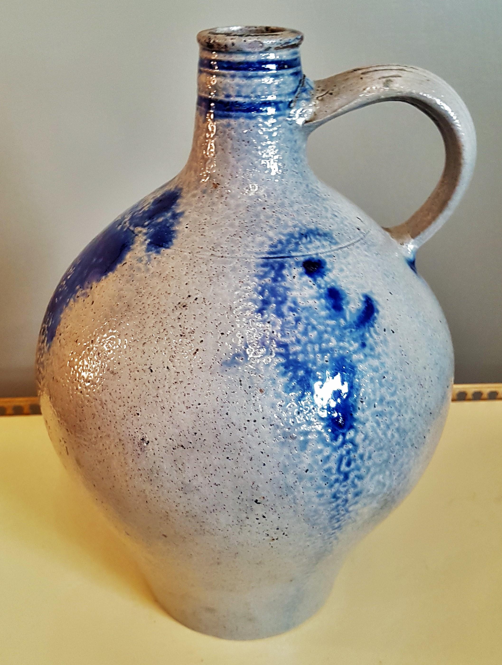 Poterie crocks du 19ème siècle bleu et gris émaillé au sel en vente 5