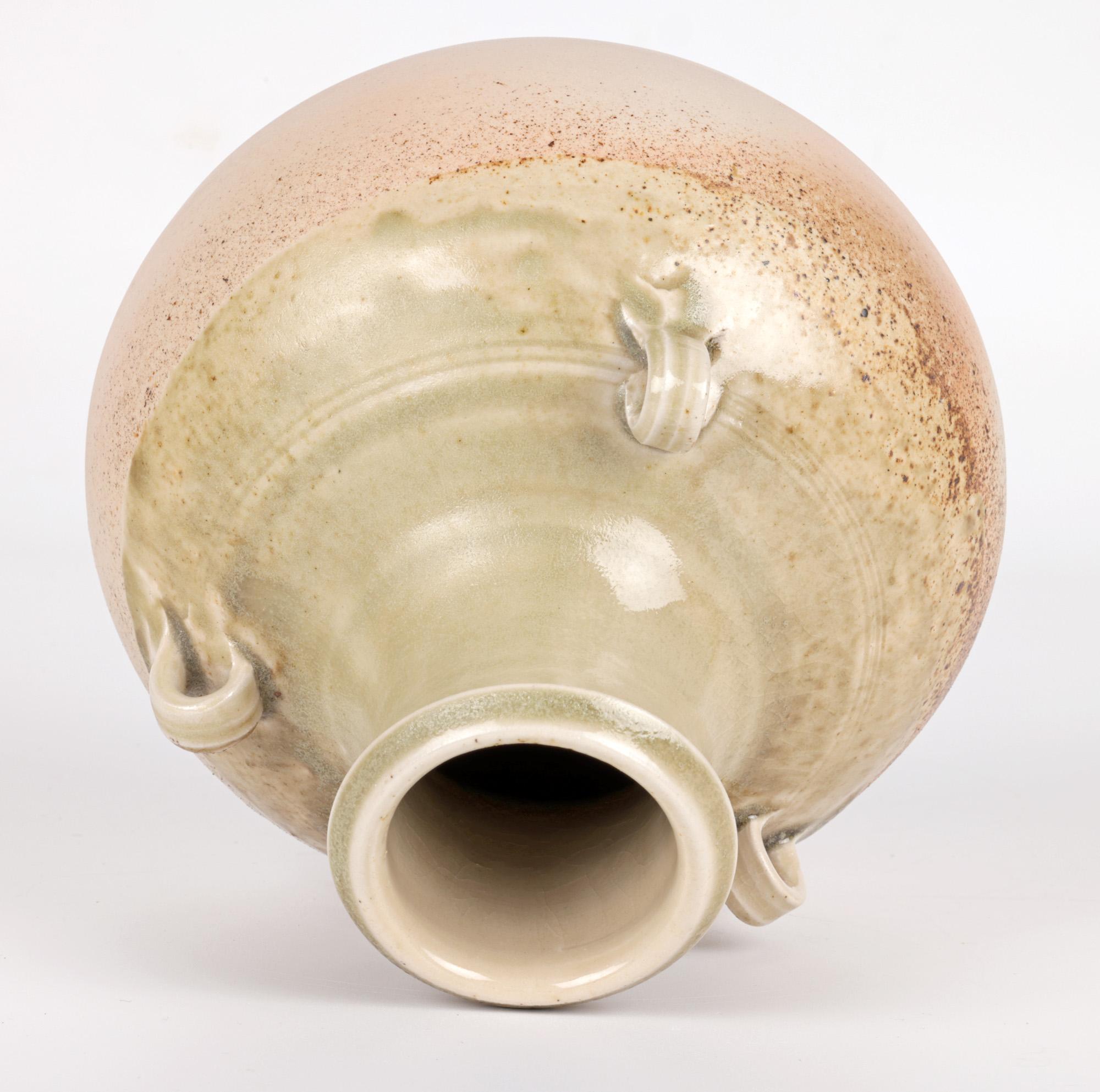 Salt Glazed Three Handled Studio Pottery Vase For Sale 5