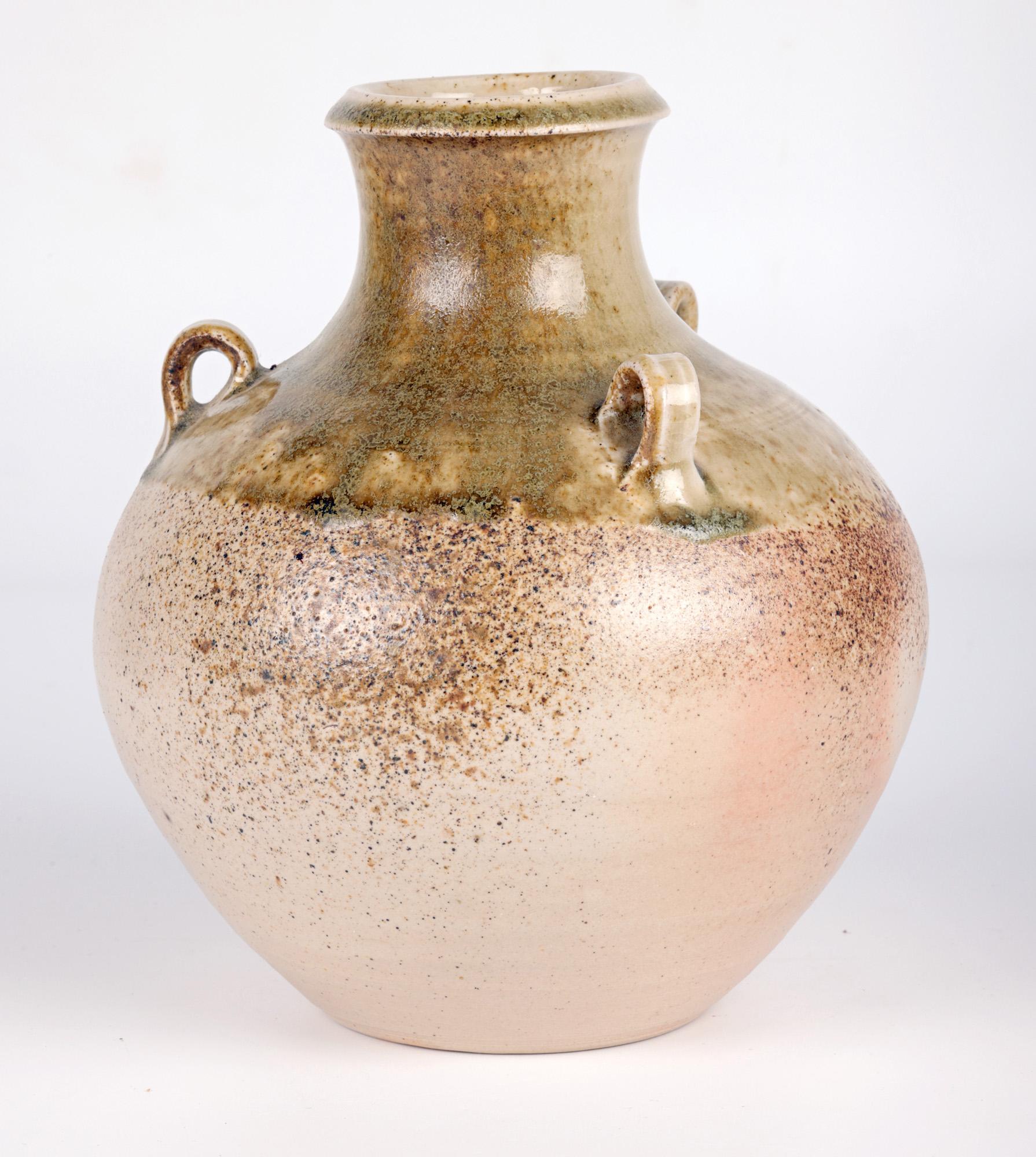 Salt Glazed Three Handled Studio Pottery Vase For Sale 9