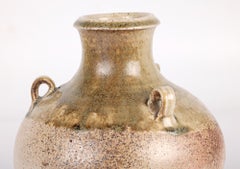 Salt Glazed Three Handled Studio Pottery Vase