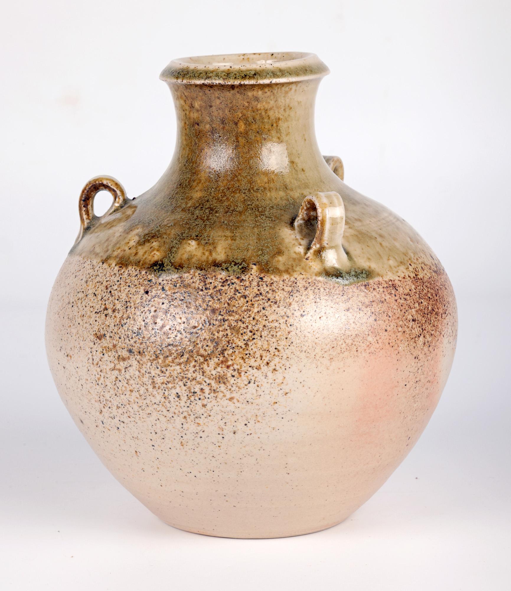 Salt Glazed Three Handled Studio Pottery Vase In Good Condition For Sale In Bishop's Stortford, Hertfordshire