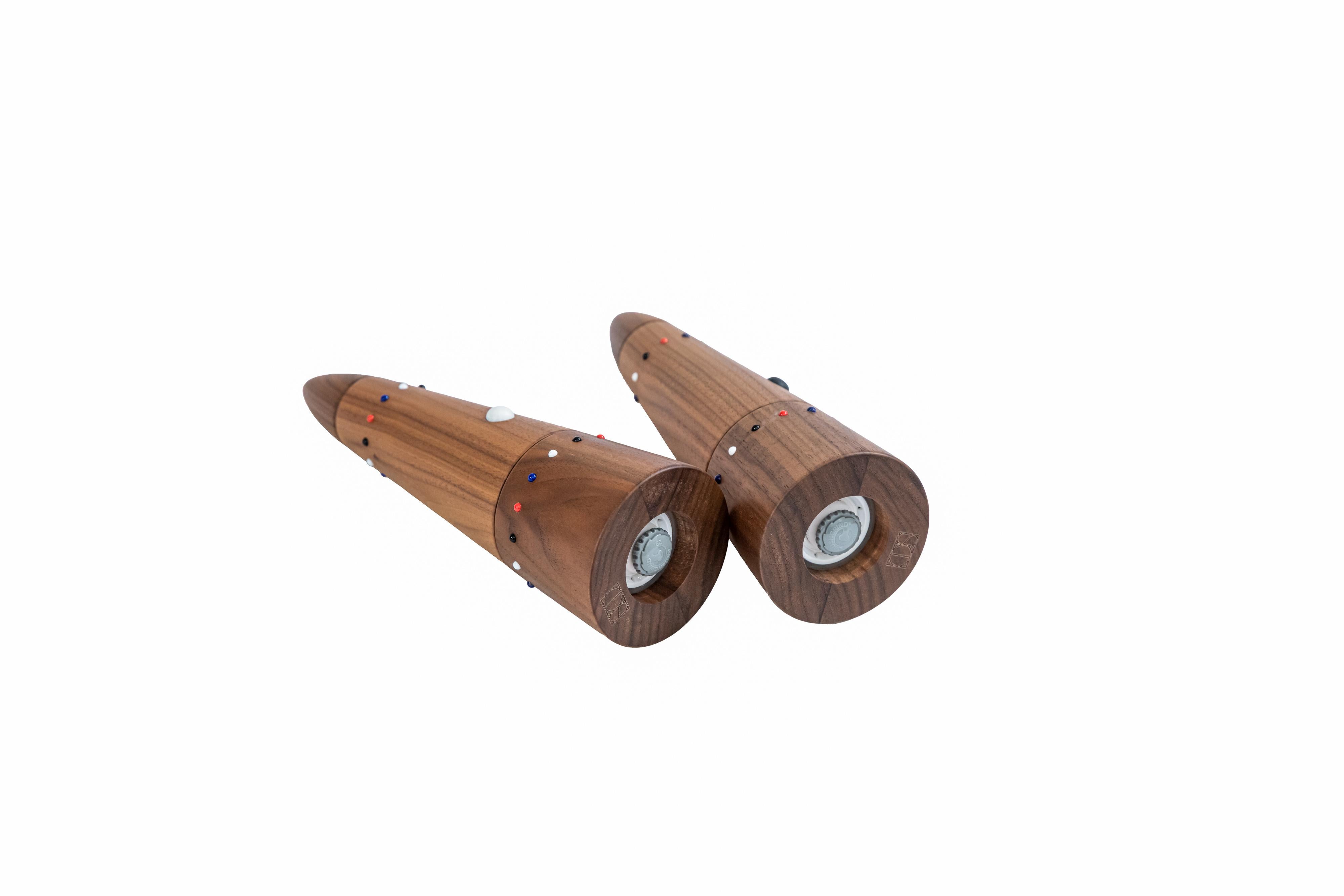 wooden salt and pepper grinder set