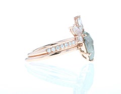 Salt and Pepper Diamond Engagement Ring Rose Gold, Moonstone Tiara Wedding Band