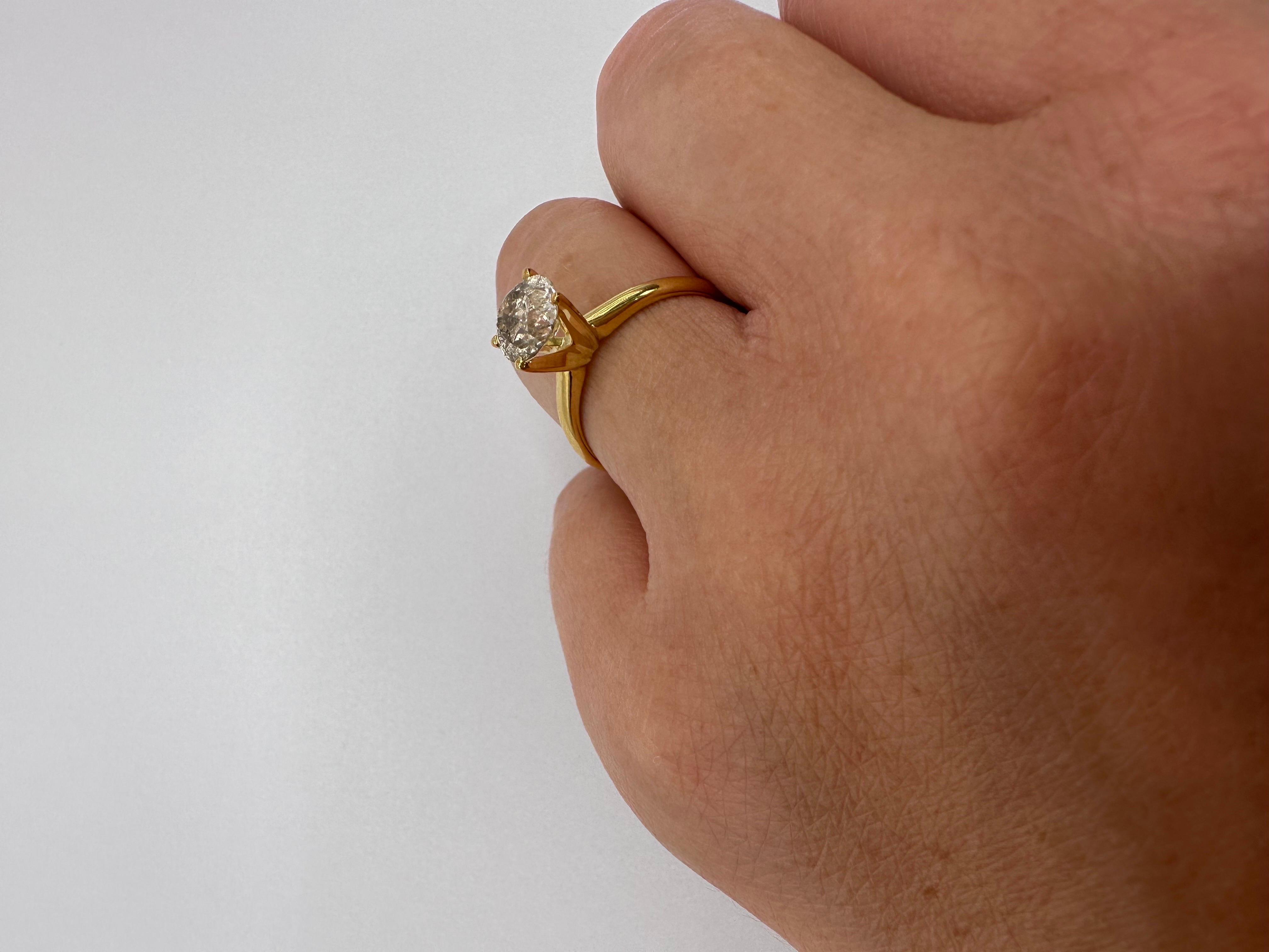 Salt Pepper Diamond ring 14KT gold Engagement ring  For Sale 1