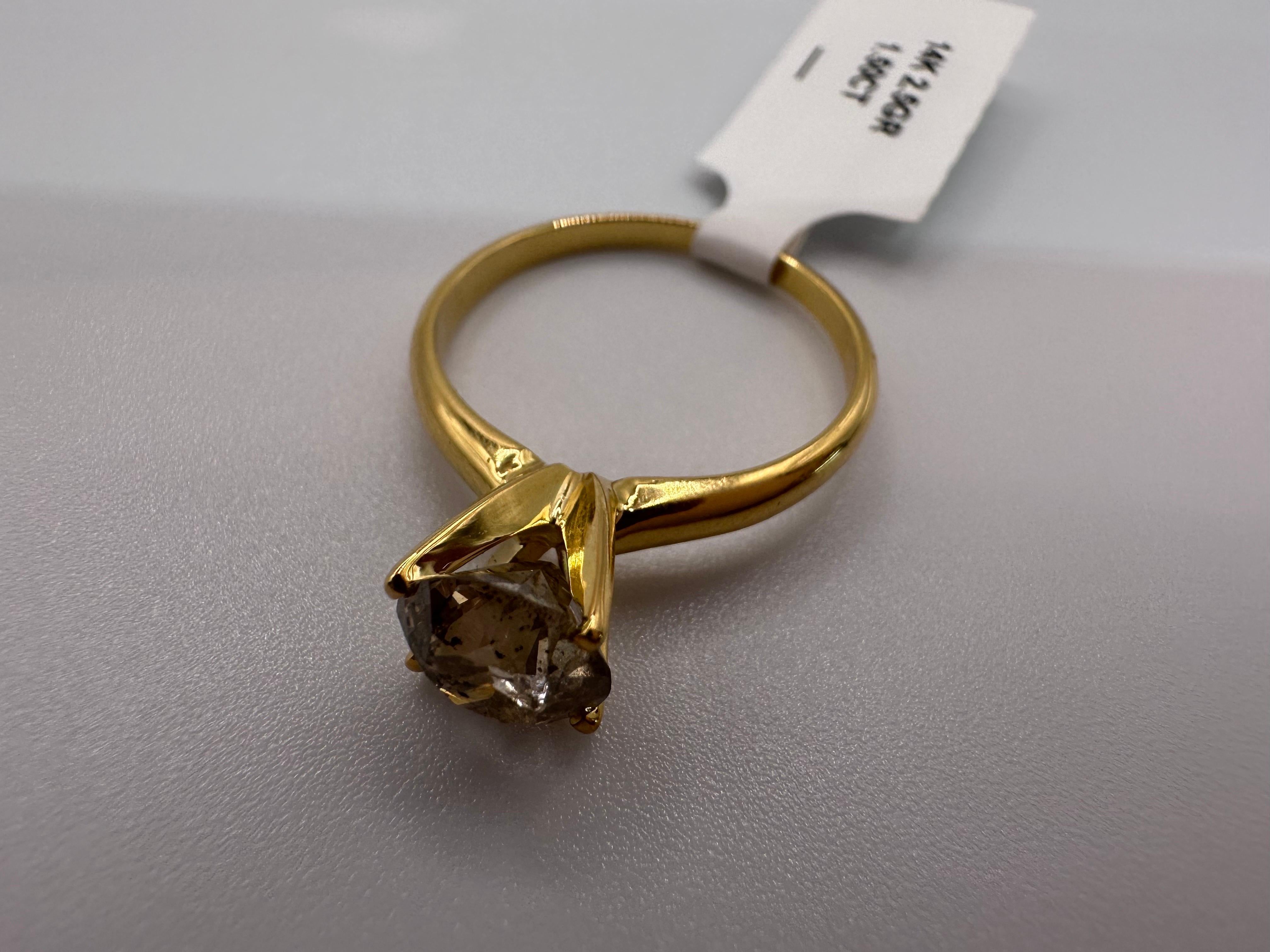 Salt Pepper Diamond ring 14KT gold Engagement ring  For Sale 2