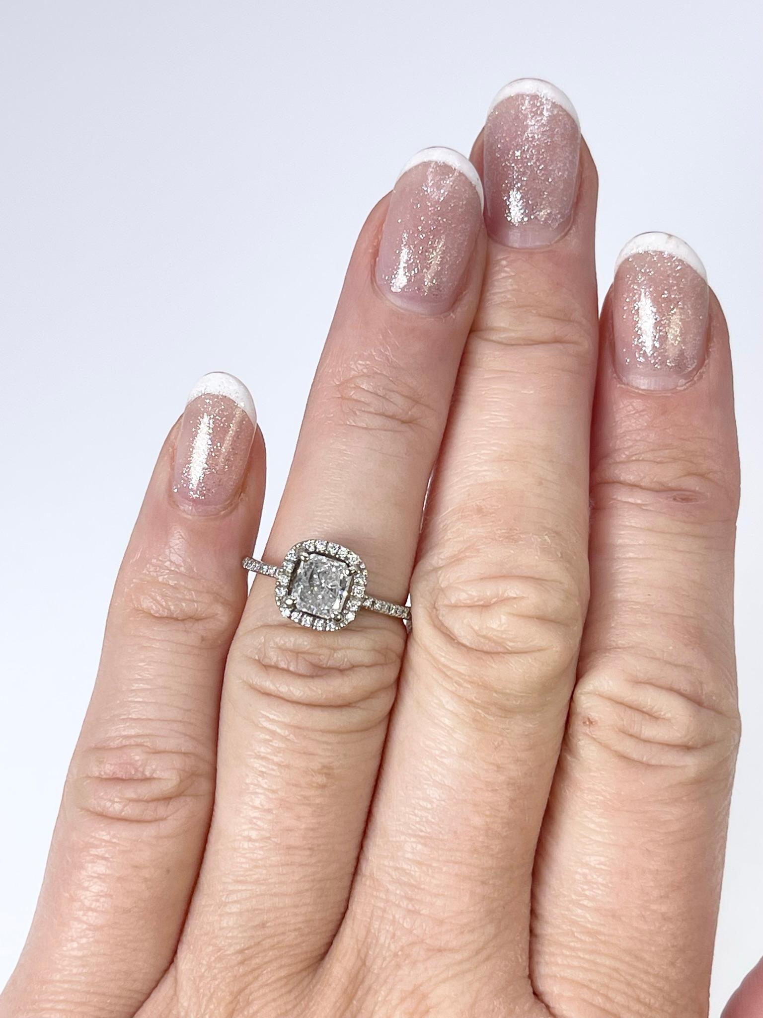 Modernist Salt & Pepper engagement ring 14KT white gold 1.01ct galaxy diamond ring For Sale