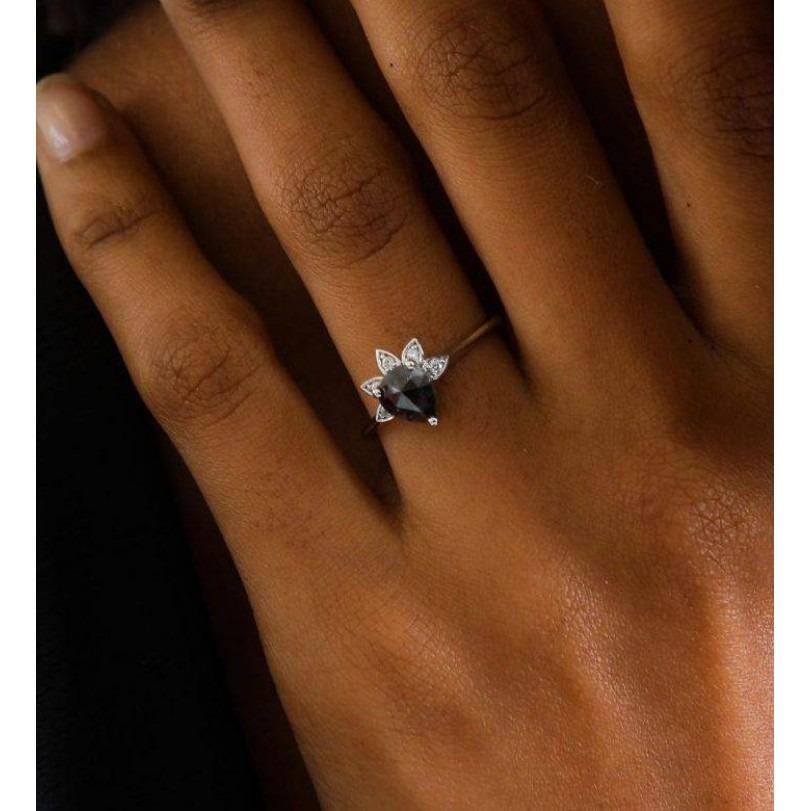 Salt & Pepper Birne Diamant 1,14ct Ring (Rundschliff) im Angebot