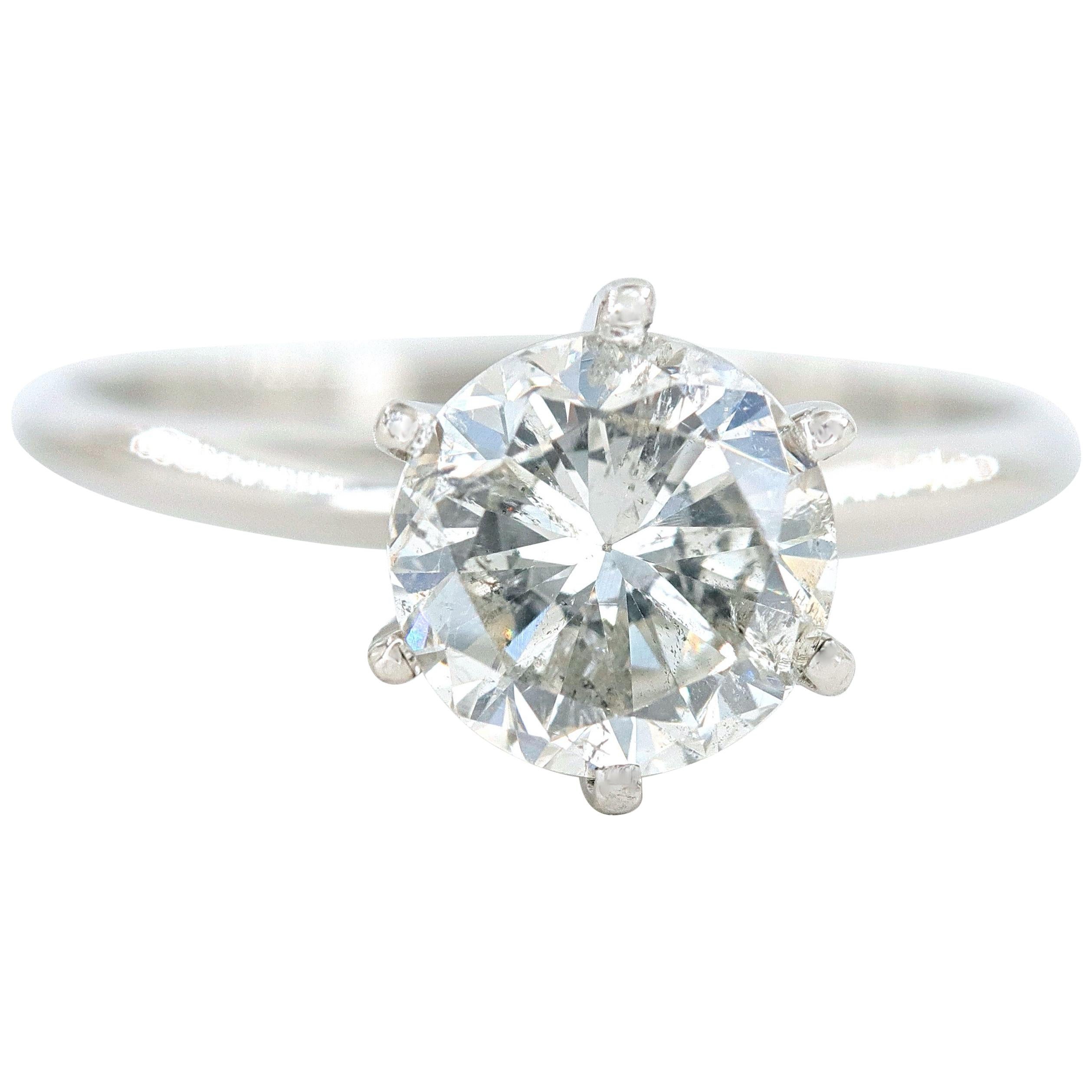 1.65 CTS Round Brilliant Diamond Solitaire Ring in 14 Karat White Gold For Sale