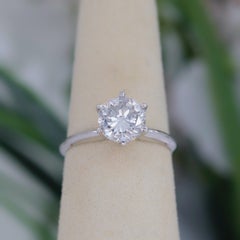 1.65 CTS Round Brilliant Diamond Solitaire Ring in 14 Karat White Gold