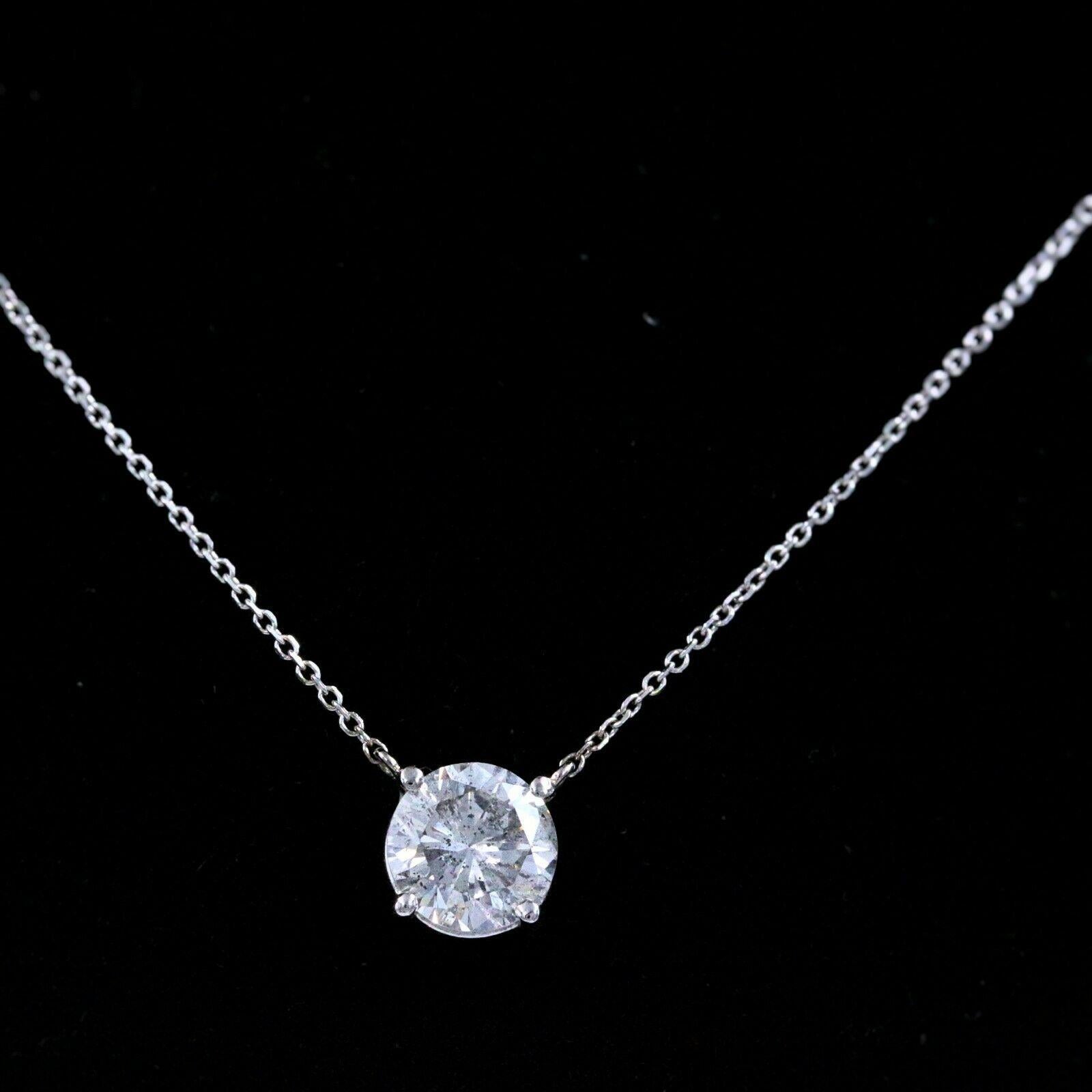 Salt and Pepper Round Diamond Solitaire Pendant Necklace 1.31 Carat 3