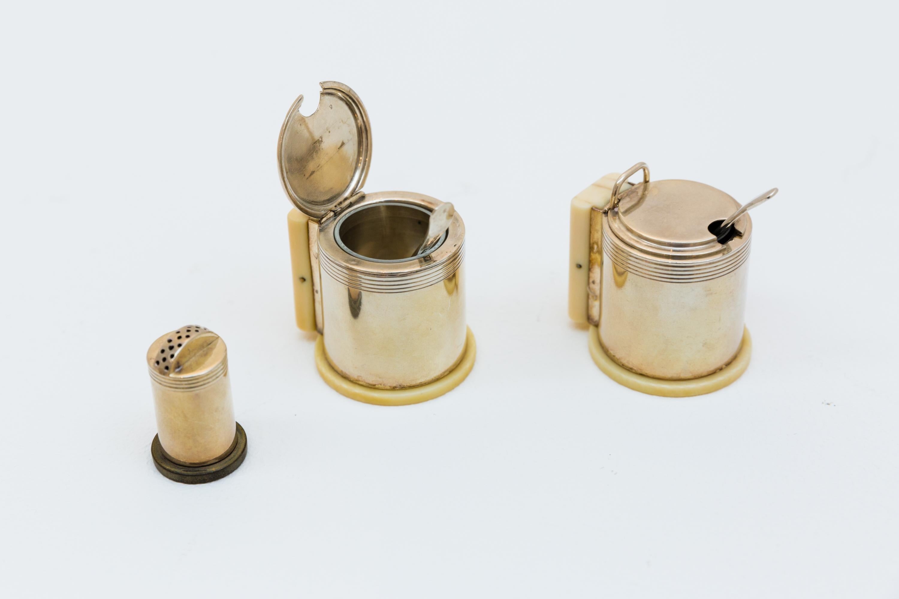 Mid-20th Century Salt & Pepper Set by Jean Puiforcat, 1935 Art Deco For Sale