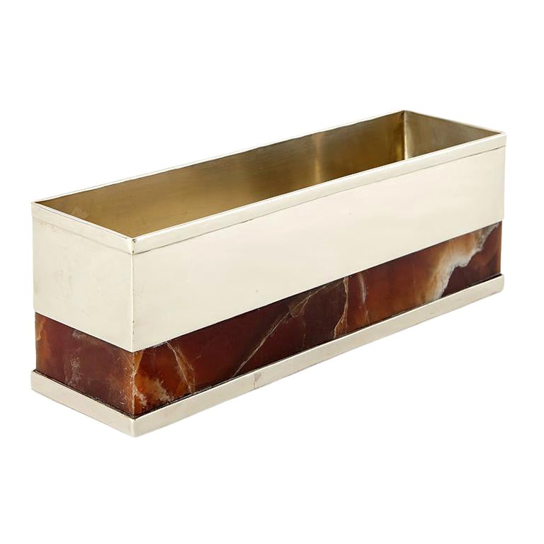 Grand vase à fleurs SALTA FLAT, alpaga argenté et onyx brun