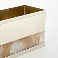 Salta Flat Large Flower Vase, Alpaca Silver & Cream Onyx