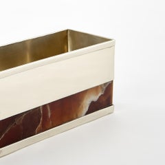 Salta Flat Medium Blumenvase, Alpaka Silber & Brauner Onyx