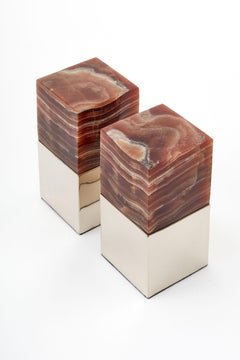 Salta  Medium Bordeaux  Onyx Stone Pair of Bookends