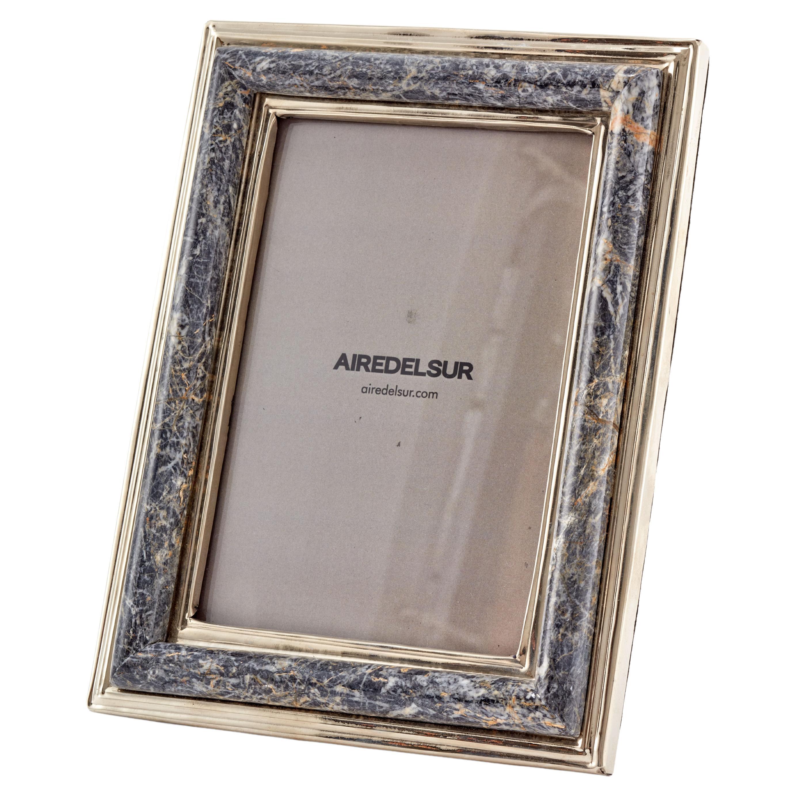 SALTA Large Photoframe, Black Onyx & Alpaca Silver