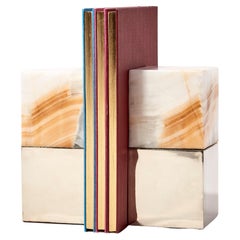 Paire de serre-livres Salta Large Square Cream Onyx Stone