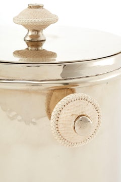 Salta Leather Ice Bucket, Alcapa Silver & Goat Leather