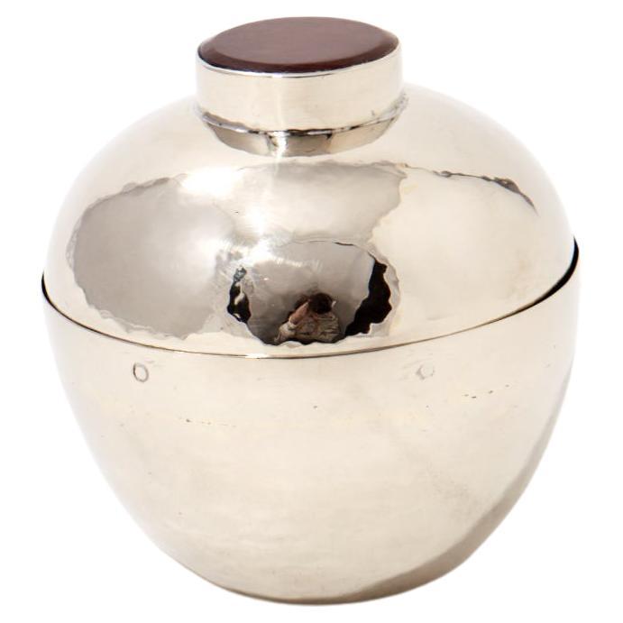 Salta Medium Candy Bowl, Alpaca Silver & Brown Onyx Stone For Sale