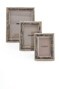 SALTA Medium Photoframe, Black Onyx & Alpaca Silver