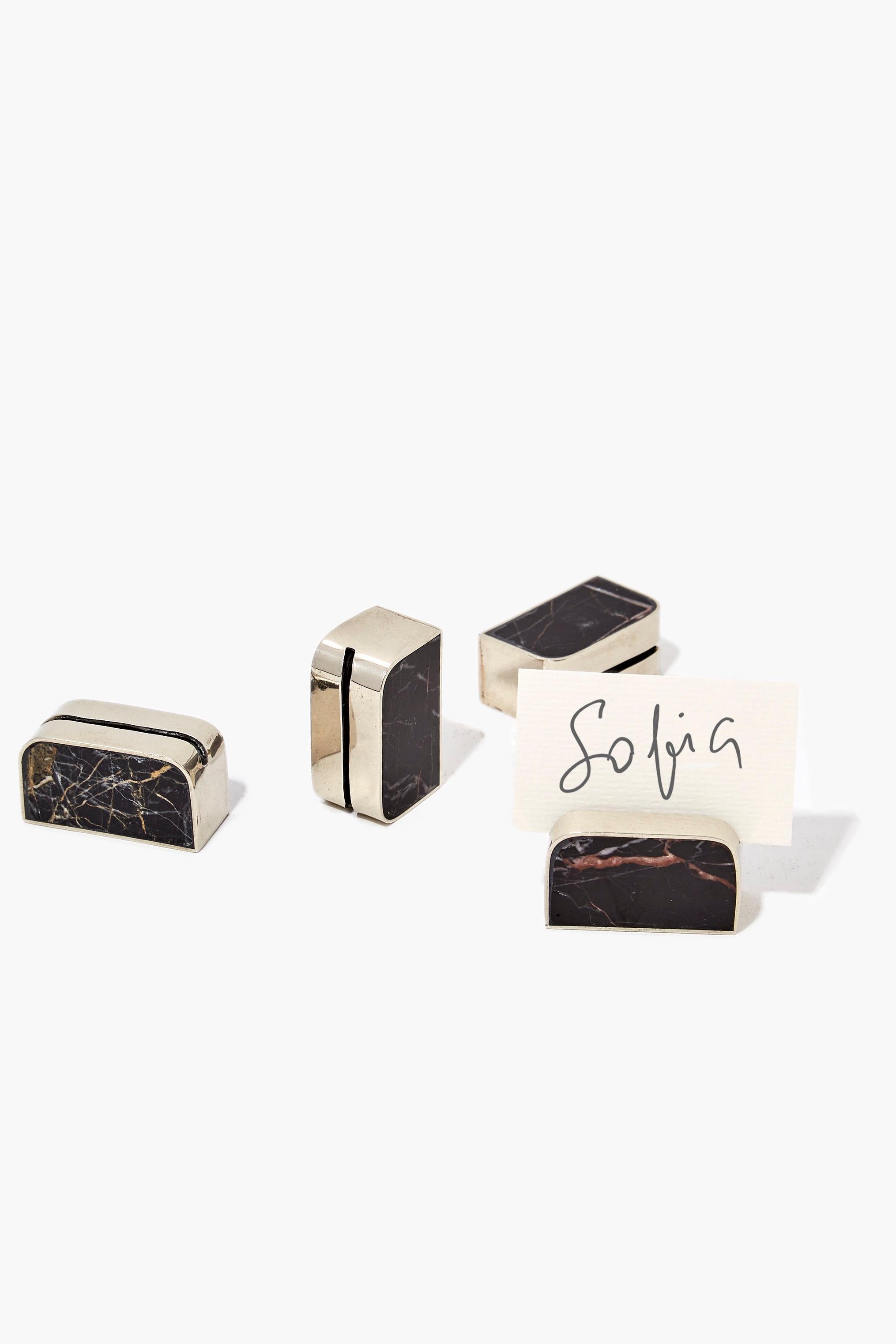 Servilletero Salta y Tarjetero Salta, Alpaca Plata y Ónice Negro Piedra Natural Tallado a mano en venta