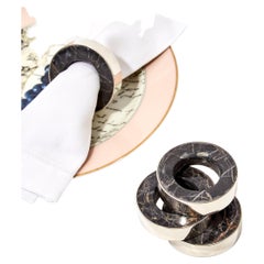 Salta Napking Ring, Alpaca Silver & Black Onyx Natural Stone