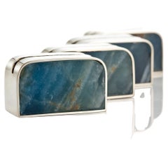 Salta Place Card Holders, Alpaca Silver & Blue Natural Onyx Stone
