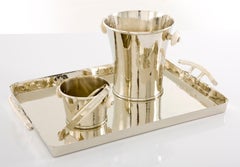 Salta Rectangulaire Large Bar Tray,  Alpaca Argent & Cuir