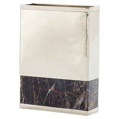 Vaso da fiori grande rettangolare Salta, Alpaca Silver e Onice Nero