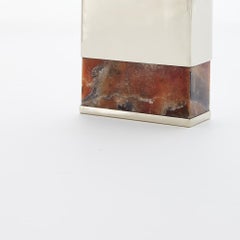 Salta Rectangular Large Flower Vase, Alpaca Silver & Brown Onyx