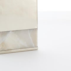 Salta Rectangular Small Flower Vase, Alpaca Silver & Cream Onyx