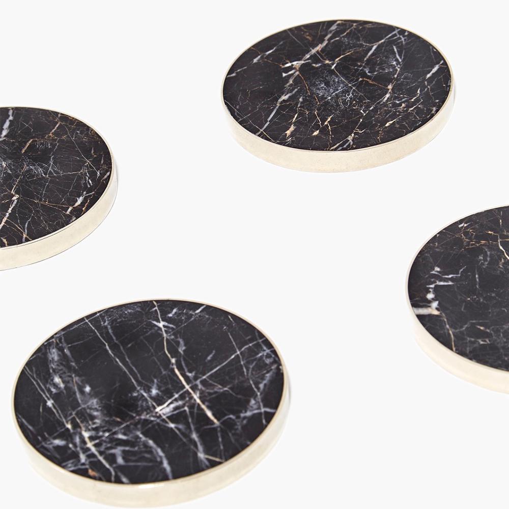 Posavasos Redondo Salta, Alpaca Plata y Ónix Negro Piedra Natural Argentino en venta